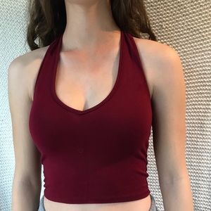 Brandy Melville burgundy halter crop top